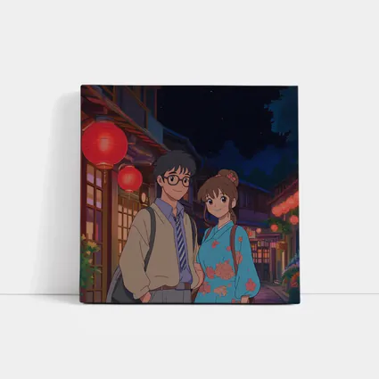 Anime Couple Night Street Red Lanterns