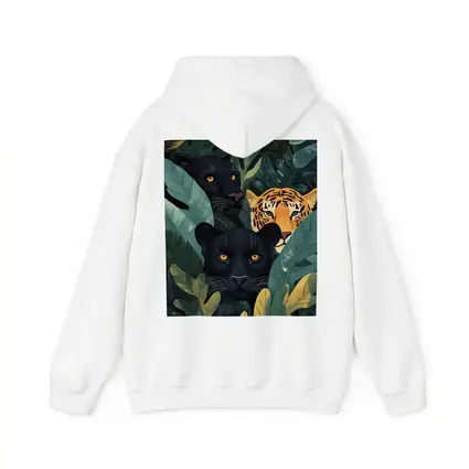 Black Panthers And Tiger In Jungle Leaves