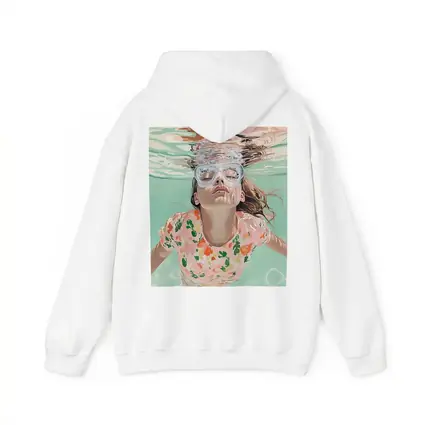 Girl Swimming Underwater Floral Shirt Pool