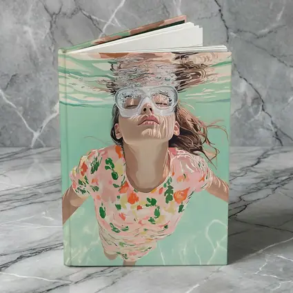 Girl Swimming Underwater Floral Shirt Pool