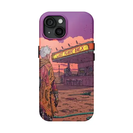 Cyberpunk Anime Figure Abandoned Desert Gas Station