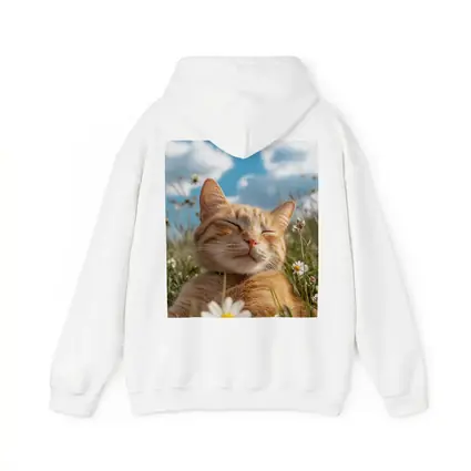 Orange Tabby Cat Resting In Daisy Field