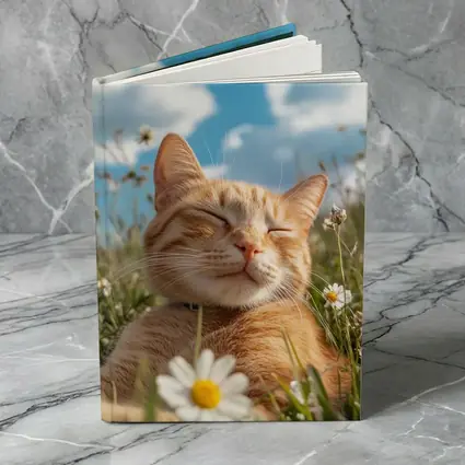 Orange Tabby Cat Resting In Daisy Field