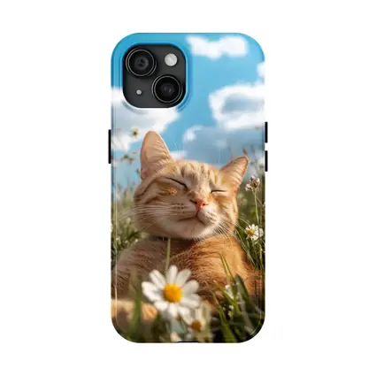 Orange Tabby Cat Resting In Daisy Field