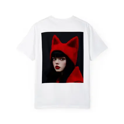 Girl Red Cat Ear Knit Hat Portrait