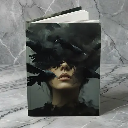 Woman With Ravens Dark Smoke Surreal Art