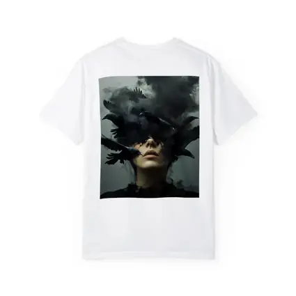 Woman With Ravens Dark Smoke Surreal Art