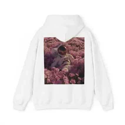 Astronaut Resting In Pink Flower Field