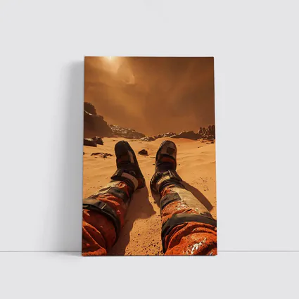 Astronaut Resting On Mars Desert Surface