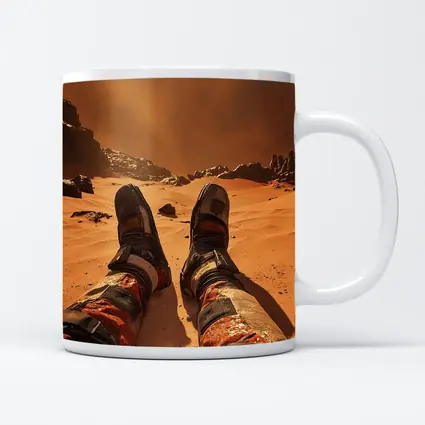 Astronaut Resting On Mars Desert Surface