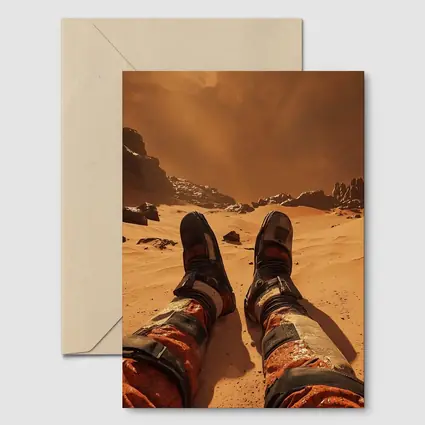 Astronaut Resting On Mars Desert Surface