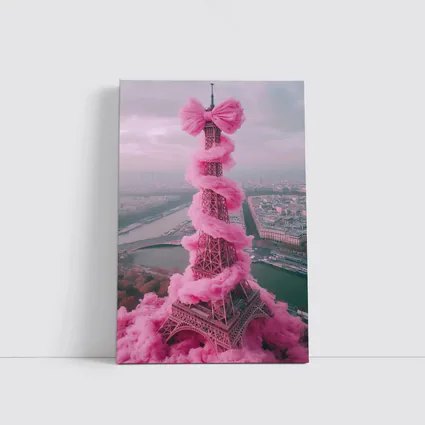 Pink Eiffel Tower Paris Bow Cloud Art