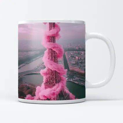 Pink Eiffel Tower Paris Bow Cloud Art