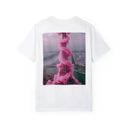 Pink Eiffel Tower Paris Bow Cloud Art