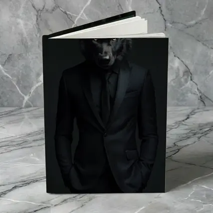 Black Wolf in Suit Dark Background
