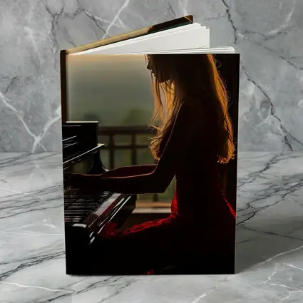 Woman Playing Piano Sunset Golden Light