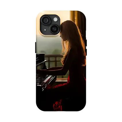 Woman Playing Piano Sunset Golden Light