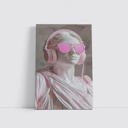 Greek Marble Statue Pink Headphones Sunglasses
