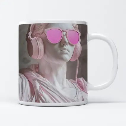 Greek Marble Statue Pink Headphones Sunglasses