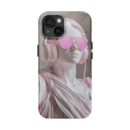 Greek Marble Statue Pink Headphones Sunglasses