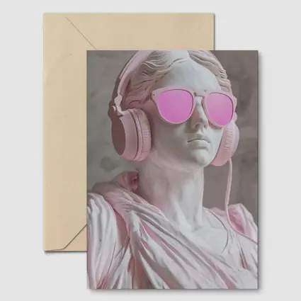 Greek Marble Statue Pink Headphones Sunglasses