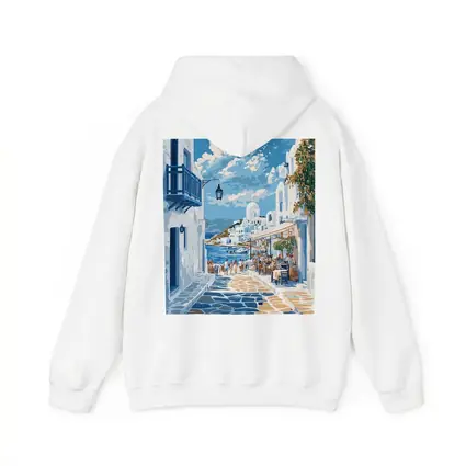 Greek Island Coastal Village Street Scene