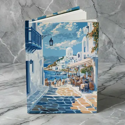 Greek Island Coastal Village Street Scene