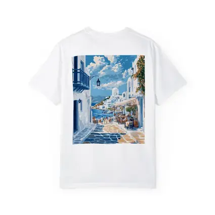 Greek Island Coastal Village Street Scene