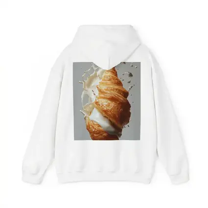 Golden Croissant Milk Splash White Background