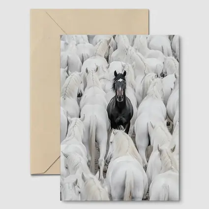 Black Horse Standing Among White Horses