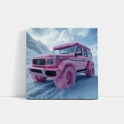 Pink Fur Mercedes G Class Snowy Mountains