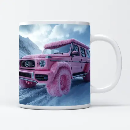 Pink Fur Mercedes G Class Snowy Mountains