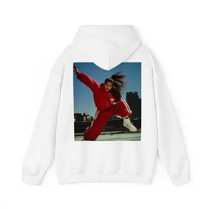 Red Adidas Tracksuit Girl Jumping City Rooftop