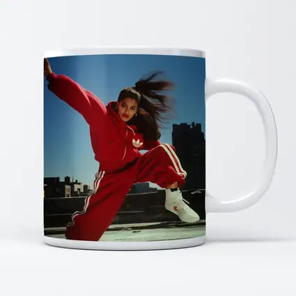 Red Adidas Tracksuit Girl Jumping City Rooftop