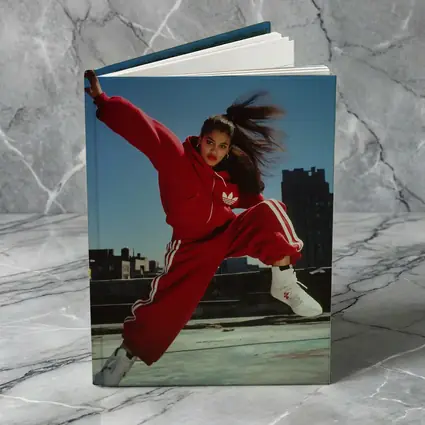 Red Adidas Tracksuit Girl Jumping City Rooftop