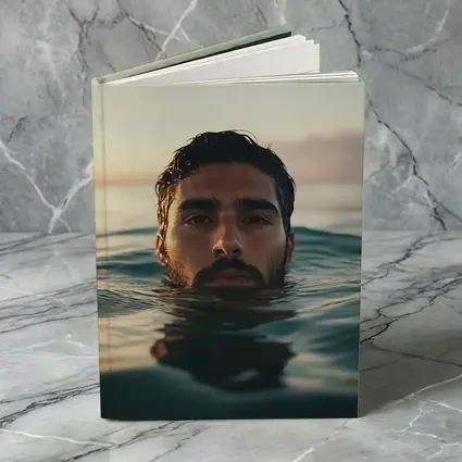 Man Emerging From Ocean At Sunset