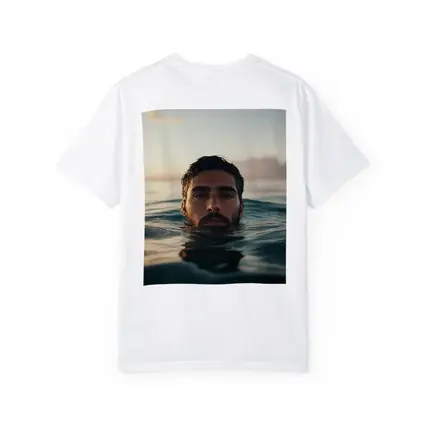 Man Emerging From Ocean At Sunset