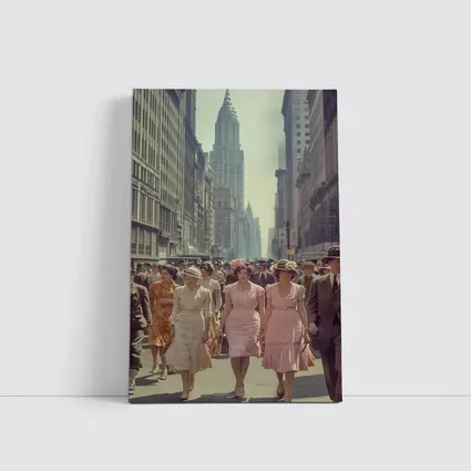 Retro Women Walking New York City Street