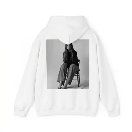 Young Woman Sitting Chair Black White