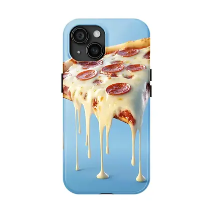 Cheesy Pepperoni Pizza Slice Blue Background