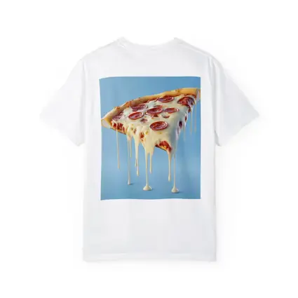 Cheesy Pepperoni Pizza Slice Blue Background