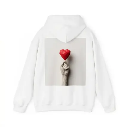 Low Poly Hand Holding Red Heart White