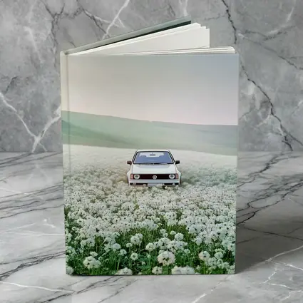 Volkswagen Golf White Flower Field Landscape