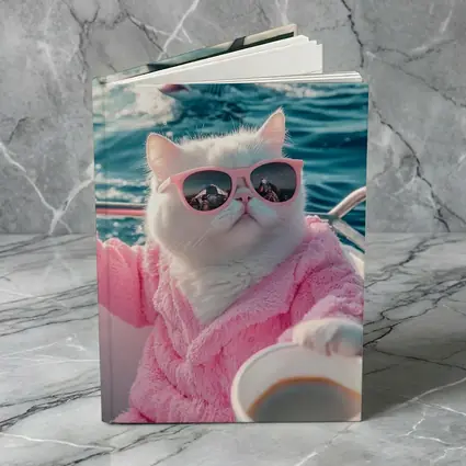 White Cat Pink Robe Sunglasses Ocean Shark