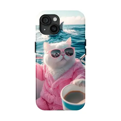 White Cat Pink Robe Sunglasses Ocean Shark