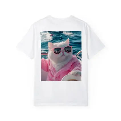 White Cat Pink Robe Sunglasses Ocean Shark