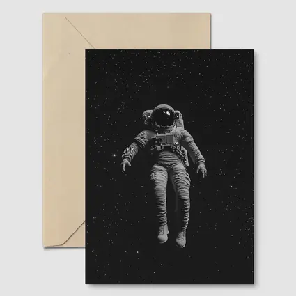 Astronaut Floating In Dark Starry Space