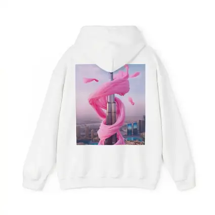 Burj Khalifa Wrapped Pink Silk Dubai Skyline