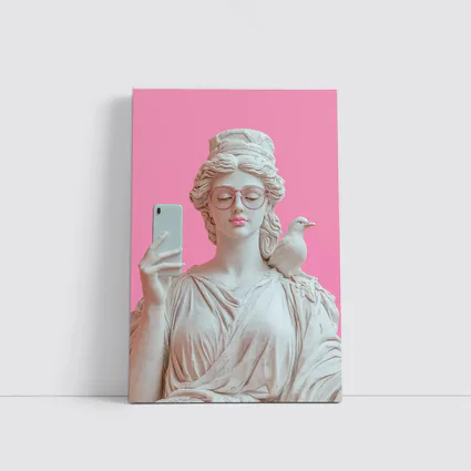 Greek Goddess Selfie Pink Pop Art