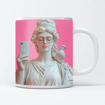 Greek Goddess Selfie Pink Pop Art